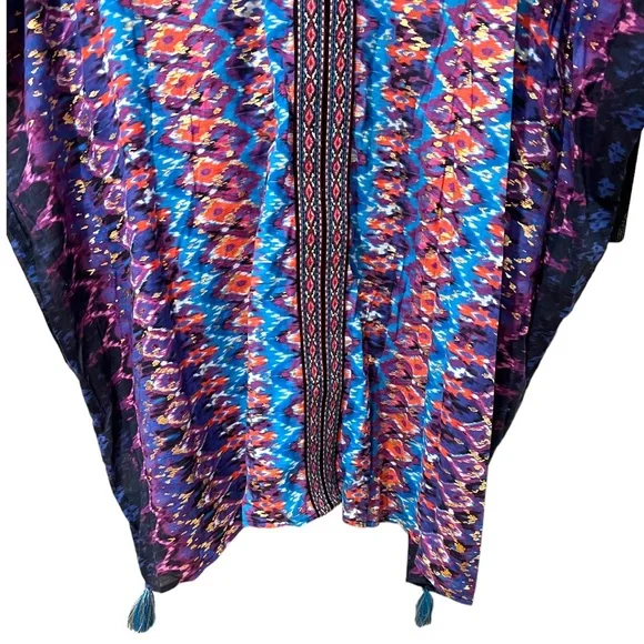 Miraclesuit Bella Alba Cotton Caftan Cover-Up in Midnight Blue (M) - Picture 9 of 14